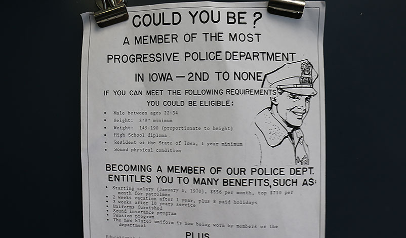An old police flyer where one of the requirements was to be male