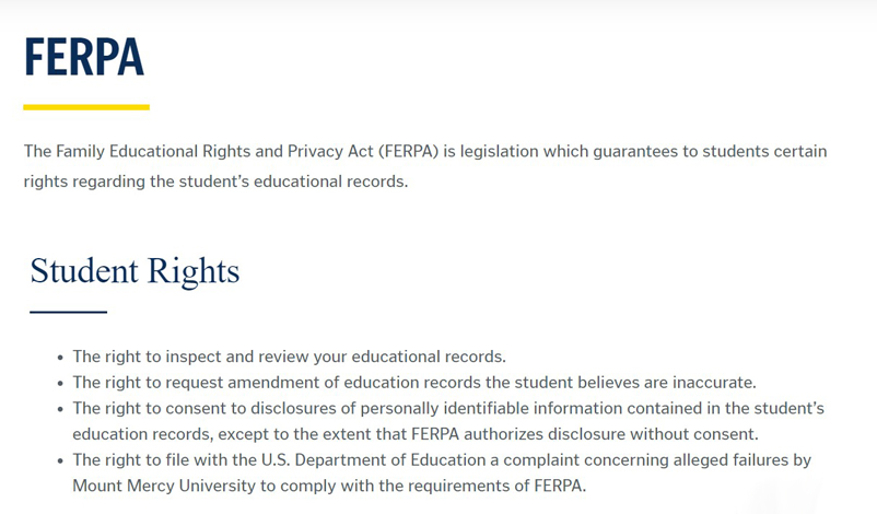 your right to know ferpa at mount mercy university