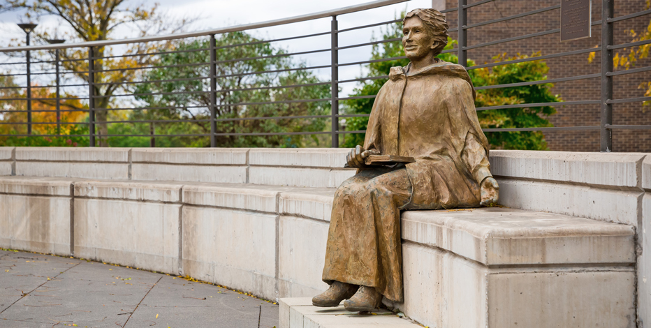 A statue of sister mary francis warde on Mount Mercy campus