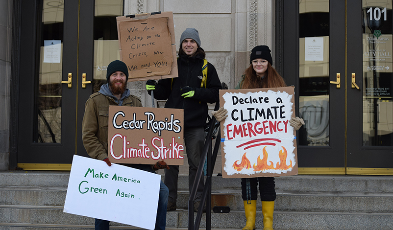 Ayla Boylen with other members of the Cedar Rapids Climate Strikers