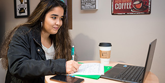 girl editing a document on her laptop for paha