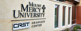 Signage outside Mount Mercy University's CRST International Graduate Center