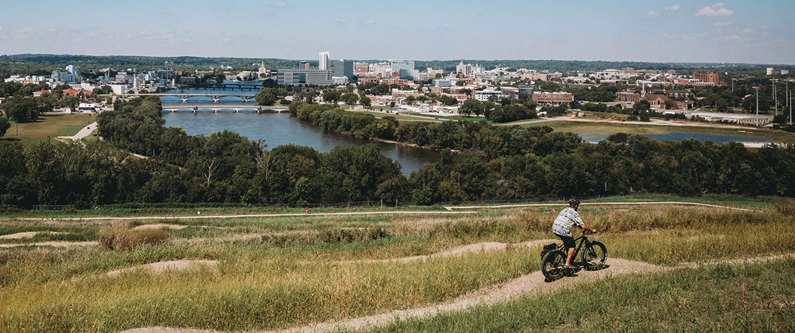 A bike trail and hiking trail on Mount Trashmore