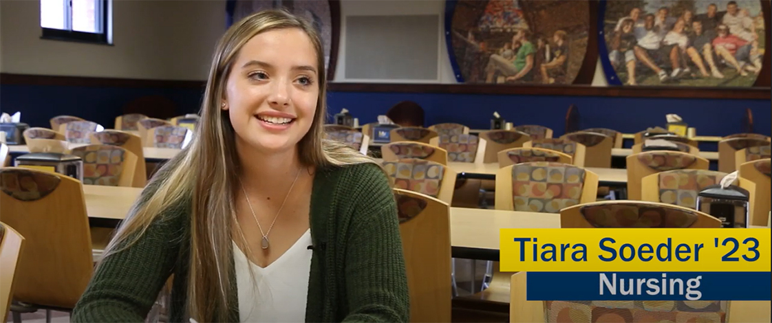 Student Tiara Soeder sitting in the cafeteria