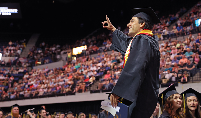 A student graduating