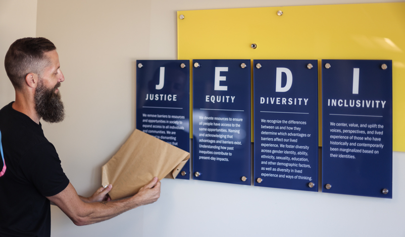 A man working on the JEDI room