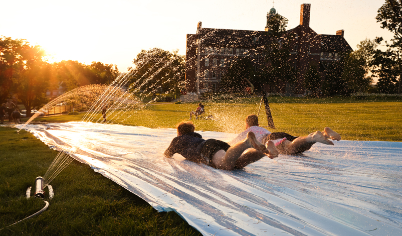 A water slide on Mount Mercy University campus