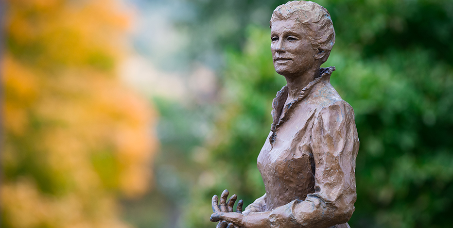 A statue of Catherine McAuley on MMU campus