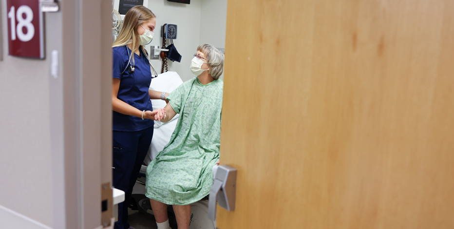 Nursing student and patient