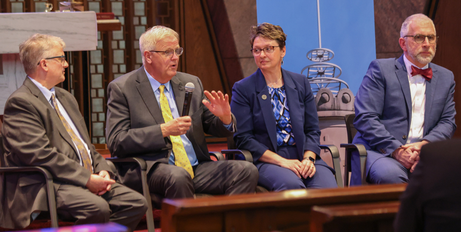 A panel of Mount Mercy and St. Ambrose officials